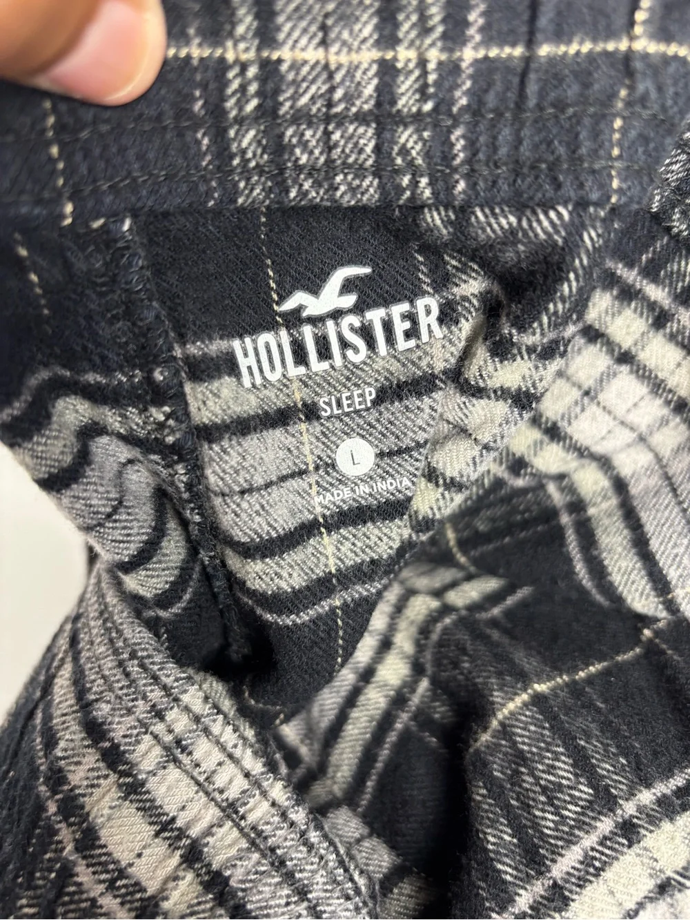Hollister Black & White Plaid Sleep Shirt